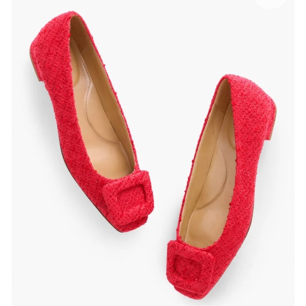 Talbots Red Flats with Textured Fabric